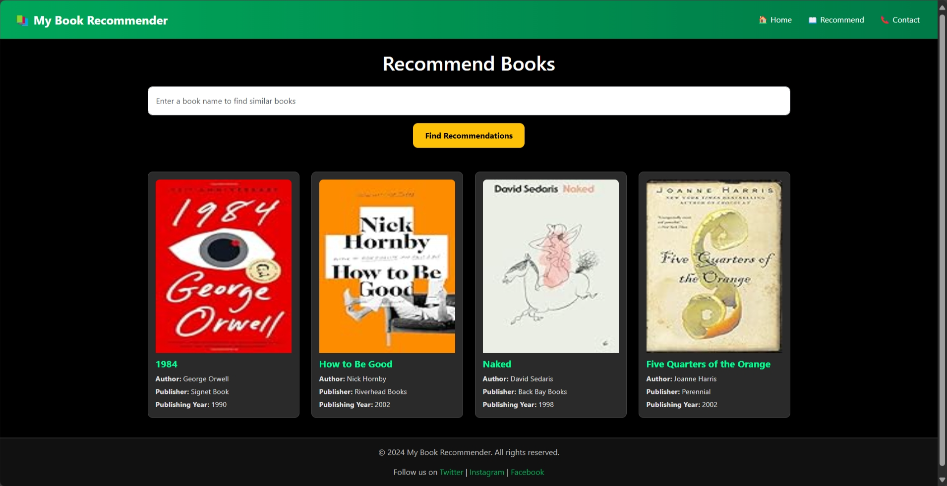 Book Recommendation System Screenshot 3
